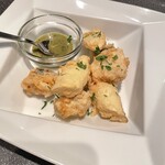 アンフォラ - ハモとマコモダケのフリット、グリーンマスタードソース