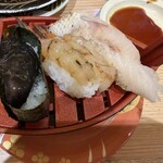 北陸金沢 まわる寿し もりもり寿し - 北海三点盛り