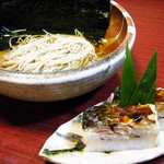 ◇花卷蕎麥面和烤青花魚壽司套餐