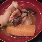 鶴に橘 - 鶏肉と蕪の煮物