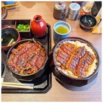 あつた蓬莱軒 本店 - 左がひつまぶしの普通、右がひつまぶしのご飯大盛り