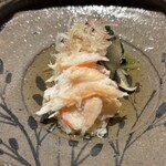 鮨処 池上 - 小松菜 菊菜 黒あわび茸 香住蟹 茗荷