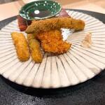 心一 - ひらめとアスパラのフライ