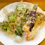 石松亭 - 野菜天の盛り合わせ
