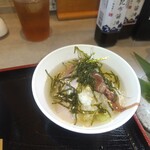 水橋食堂 漁夫 - お茶漬け　　上にはホタルイカの沖漬け