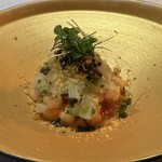 ステーキ 西洋料理 寛 - 仙崎の白イカ　洋梨フレッシュトマトソース　カラスミオシェトウキャビア