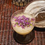 ぬま田 - 長芋素麺、鮪節&利尻昆布&真昆布の出汁、紫蘇穂花載せ