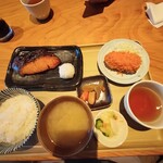 里の宿 - 銀ダラの照り焼きとホタテのコロッケ