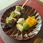 やさい暦 暁 - ←儀間さんの鹿肉串