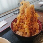 讃岐うどん 幅屋 - R7.10.19あなご天と半熟卵天丼。プラス800円。半熟卵をうどんに入れるのは禁止されております。