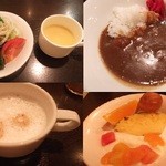 ボノボーノ - サラダとスープ付き。カレーやフルーツ・ドリンクは、お好きなだけど～ぞ。