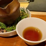 Hirovanna - 名古屋コーチンの出汁で、サツマイモを煮込んだスープ。