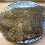 晩杯屋 - 黒カレイの唐揚げ表（￥150）