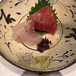 米福 - お造り2種、鮪と鯛