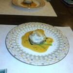 志喜亭 - 松茸様と太刀魚のヴァプール　オレンジソース　　　これまた松茸様の良い匂いと太刀魚も独特な臭みもなく、ホロホロの柔らかい白身で美味しい