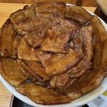 ぶた丼のとん田 - バラぶた丼(バラ12枚・味噌汁付き) ライス(+150g)·肉(+6枚)大盛 にんにく一味がけ