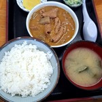 永井食堂 - もつ普通 半ライス