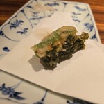 ワインと天婦羅 あら木 - 万願寺とうがらしとエビと海苔