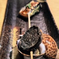 ぎんざ 阿吽 - 季節の前菜三種盛り
                    　　貝、秋茄子の肉味噌田楽、揚げ銀杏