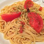 すぱげてぃ屋 - ランチでアンチョビトマト。麺のモチモチ感がヤられます。(^_^)（写真は普通盛りですが大盛も無料です）