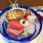 厨 花膳 - 蝦夷鮑 ボタン海老 中トロ 活〆平目