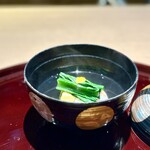 蓬左茶寮 - 海老真丈と南瓜麩のお椀