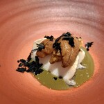 324798570 - 蒸しアワビ肝ソース　瀬戸内赤ウニ