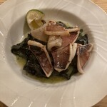 forare - 烏賊のソテーが美味しい烏賊墨タリアッテレとモロヘイヤ