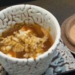 日本料理 TOBIUME - "濃縮頭"
      〇炭火炙り伊勢海老（長崎県五島列島産）の海老味噌
      ＆真菰茸（福岡県豊前産）、伊勢海老のビスクスープ
      餡掛け茶碗蒸し