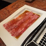 恵比寿焼肉　kintan - 黒毛和牛肩ロースの焼きすき焼き