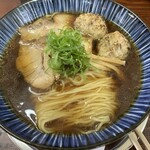 麺屋 鶏楽 - 朝らーめん600円つくね150円中盛無料