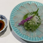 京都鴨そば専門店　浹 - お造り(こちの昆布締めポン酢)