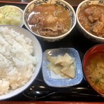 もつ煮 カド屋 - 合い盛り定食　ごはん（中）　¥1,100-