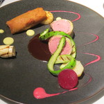 オーグードゥジュール ヌーヴェルエール - 自分のメインは北海道の仔鹿のローストでした。赤ワインのソースで。