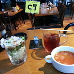 SPAIN BAR＆CAFE Esperanza - ランチセットのスープ＆サラダ