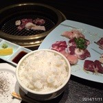 町屋やきにく密陽家 - 2014.11.11(火)3周年おめでとうございます＼(^o^)／醤油屋定食は塩ホルモン3人前とてんこ盛り白飯2700円