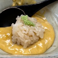 鮨 ゆきなり - 肝クリームとシャリ