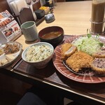 かつひろ 中小田井店 - ロースカツとがんこハンバーグカツ合盛り