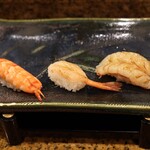 にぎり鮨 一五〇 - エビ、甘エビ、赤エビ