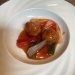 中国料理 桃李 - 鶏もも肉の甘酢餡かけ