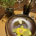  「メトロポリタングリル」 - マスカット、メロンのムースとココナッツのアイスクリーム