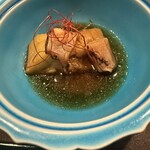 日本料理　花木鳥 - お口直し、茄子の揚げ浸し