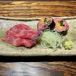 肉割烹 上 - サーロインのお刺身　牛のトロたく