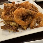 錦福 香港美食 - 避風塘と茄子とエビの炒めもの