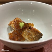 御料理 寺沢 - のどぐろの炭火焼といくらの塩漬けの飯蒸し