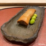 御料理 寺沢 - 香茸と菱蟹と鱶鰭の春巻に藤九郎銀杏