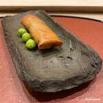 御料理 寺沢 - 香茸と菱蟹と鱶鰭の春巻に藤九郎銀杏
