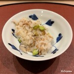 御料理 寺沢 - 天然物の舞茸と香り豆とホロホロ鳥のそぼろの炊き込みごはん