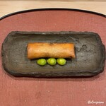 御料理 寺沢 - 香茸と菱蟹と鱶鰭の春巻に藤九郎銀杏