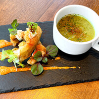 長野県産白菜を使ったソパ・デ・アホと旬のタチウオのフリット ～ガーリック風味のスープ～